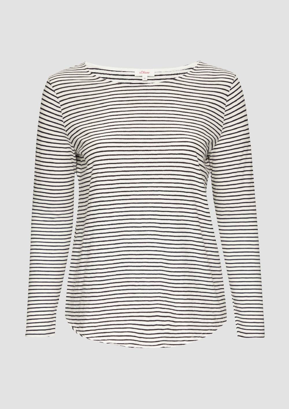 S.Oliver Longsleeve Mit Flammgarnstruktur Und Rundhalsausschnitt