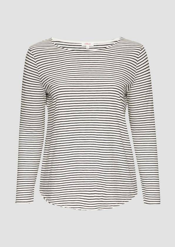 s.Oliver Longsleeve mit Flammgarnstruktur und Rundhalsausschnitt