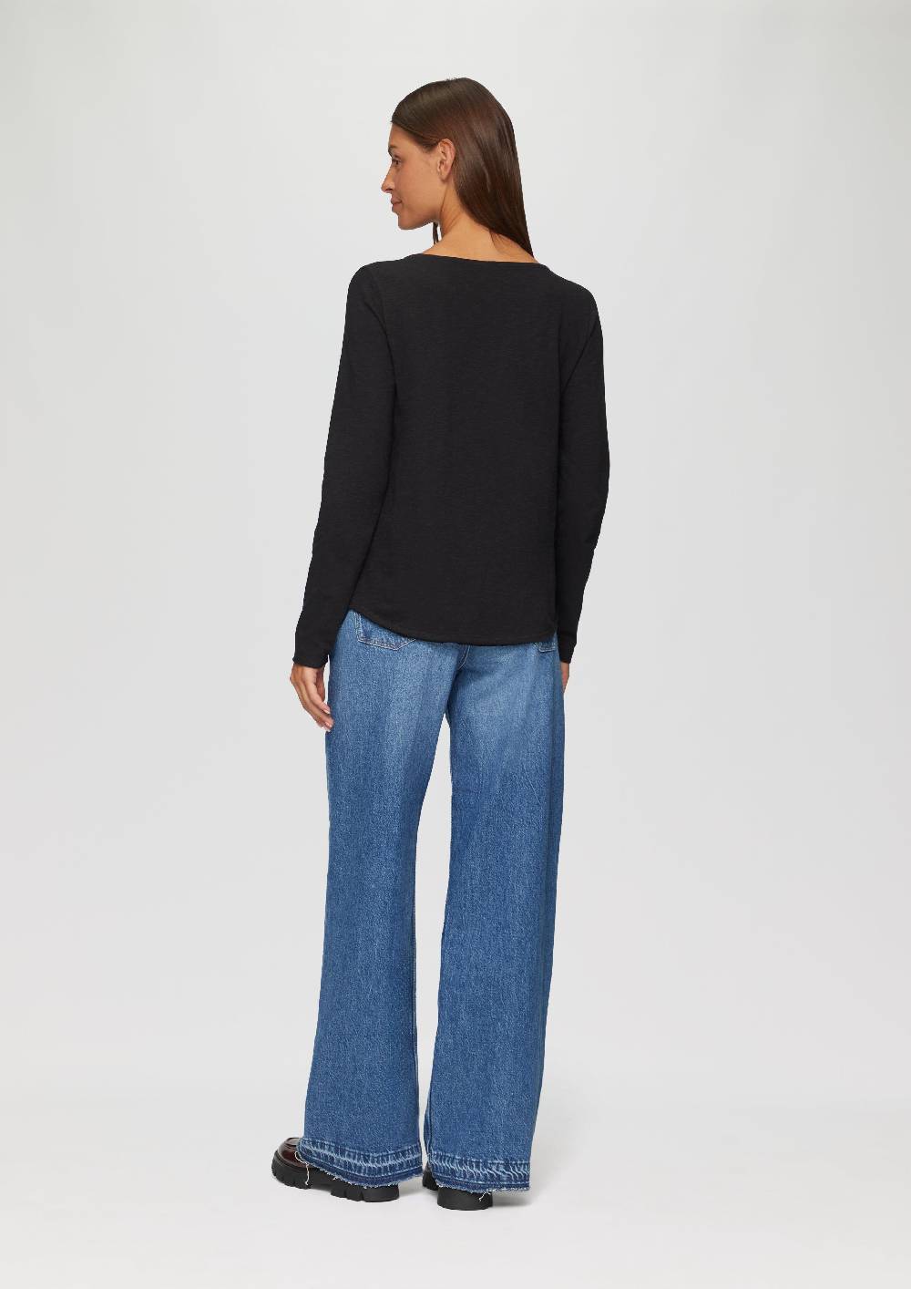 S.Oliver Longsleeve Mit Flammgarnstruktur Und U-Boot-Ausschnitt