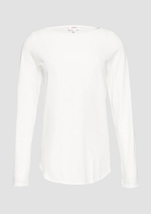 s.Oliver Longsleeve mit Flammgarnstruktur und U-Boot-Ausschnitt