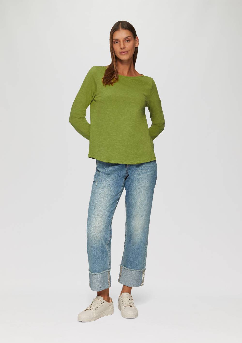 S.Oliver Longsleeve Mit Flammgarnstruktur Und U-Boot-Ausschnitt