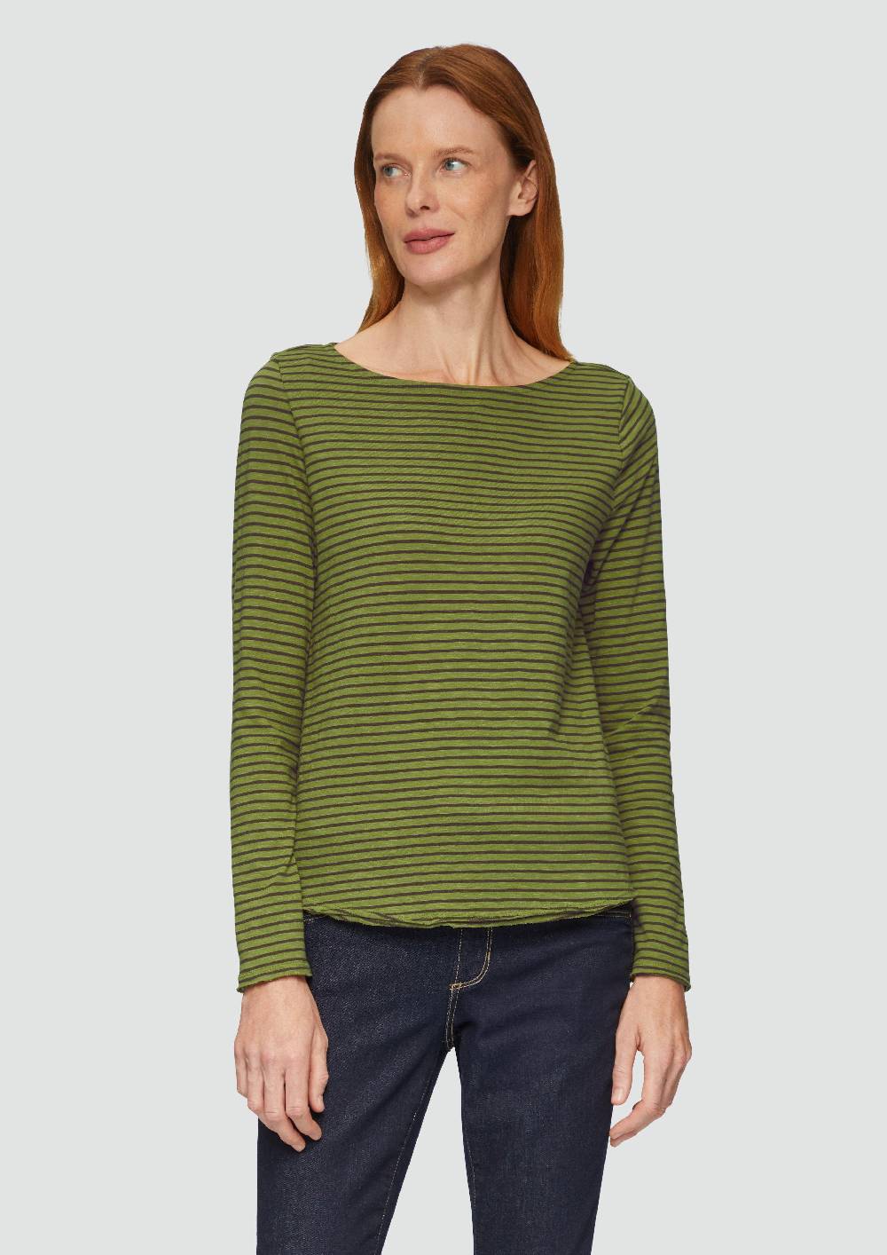 S.Oliver Longsleeve Mit Flammgarnstruktur Und U-Boot-Ausschnitt