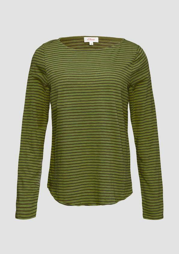 s.Oliver Longsleeve mit Flammgarnstruktur und U-Boot-Ausschnitt