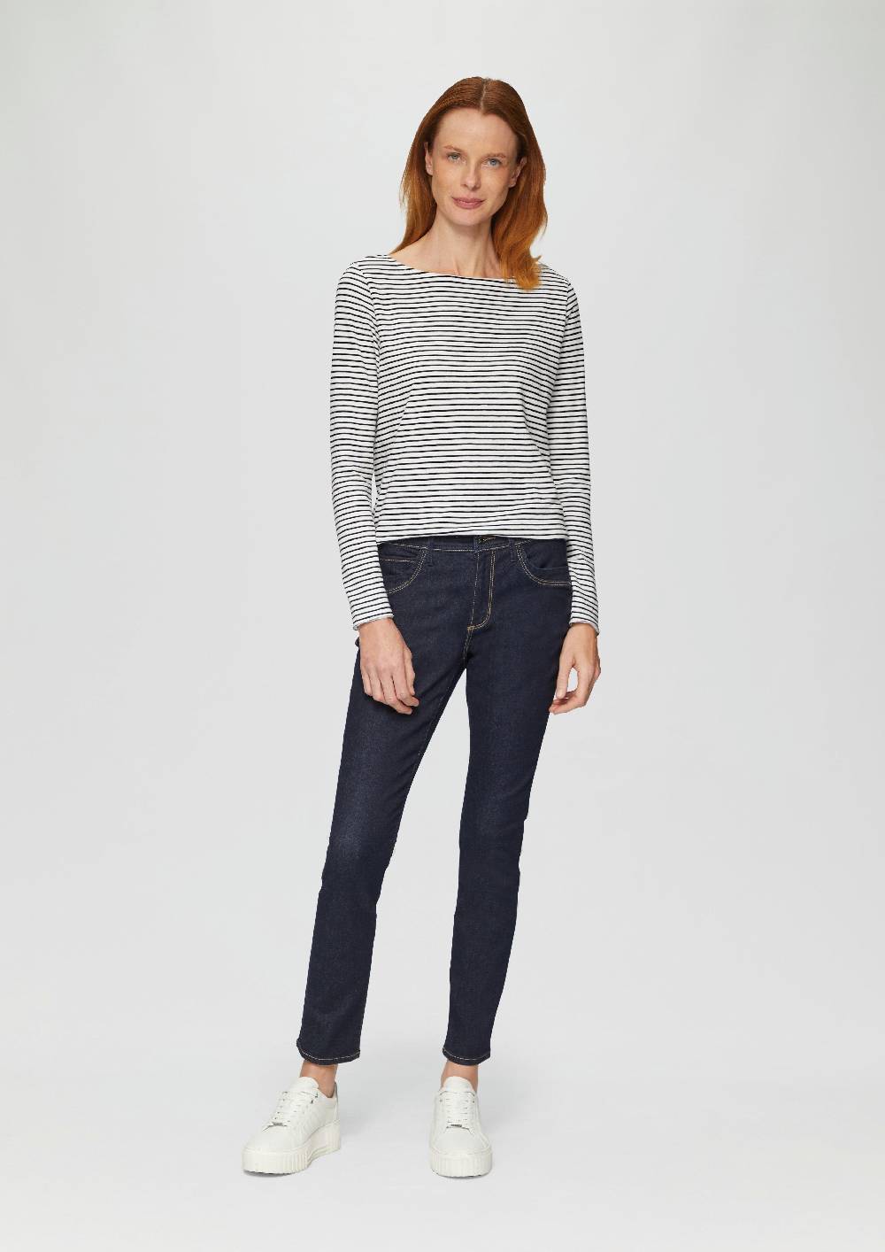 S.Oliver Longsleeve Mit Flammgarnstruktur Und U-Boot-Ausschnitt