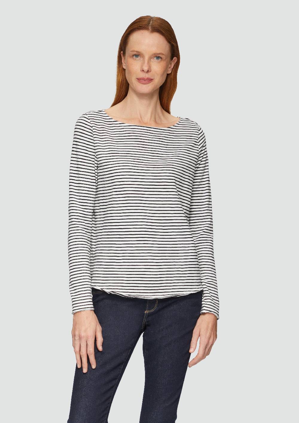 S.Oliver Longsleeve Mit Flammgarnstruktur Und U-Boot-Ausschnitt