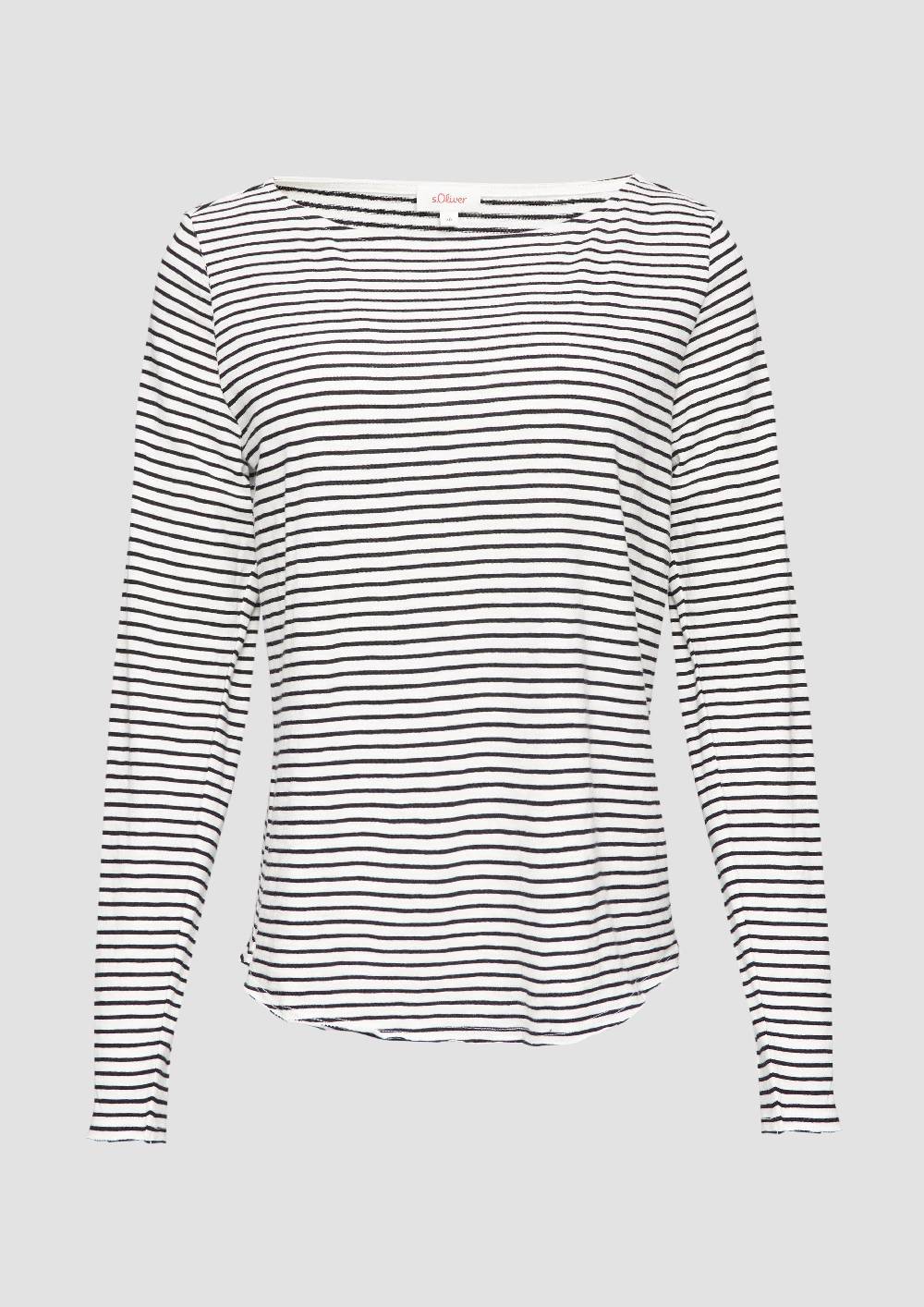 S.Oliver Longsleeve Mit Flammgarnstruktur Und U-Boot-Ausschnitt