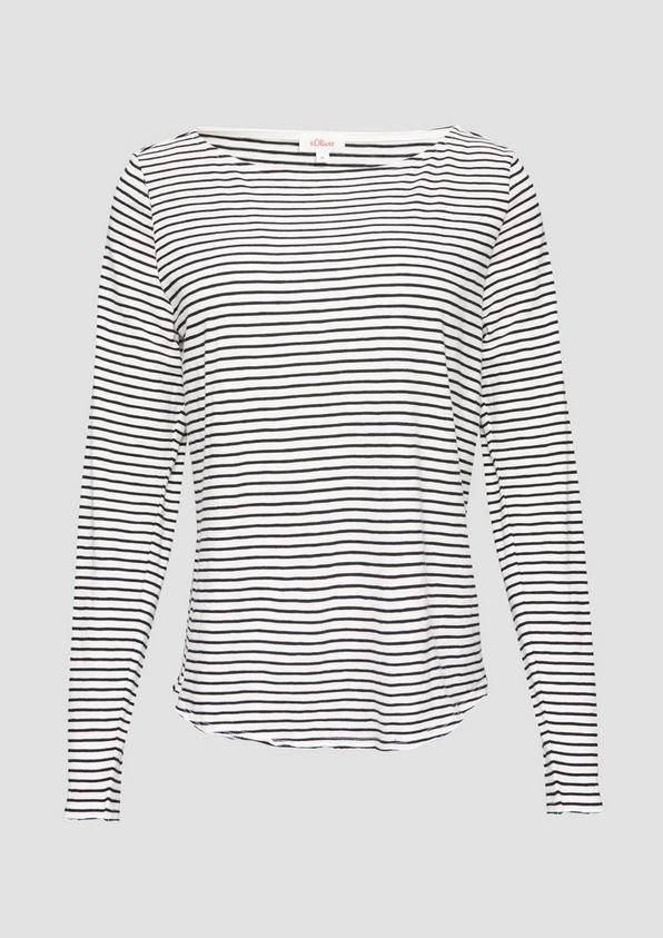 s.Oliver Longsleeve mit Flammgarnstruktur und U-Boot-Ausschnitt