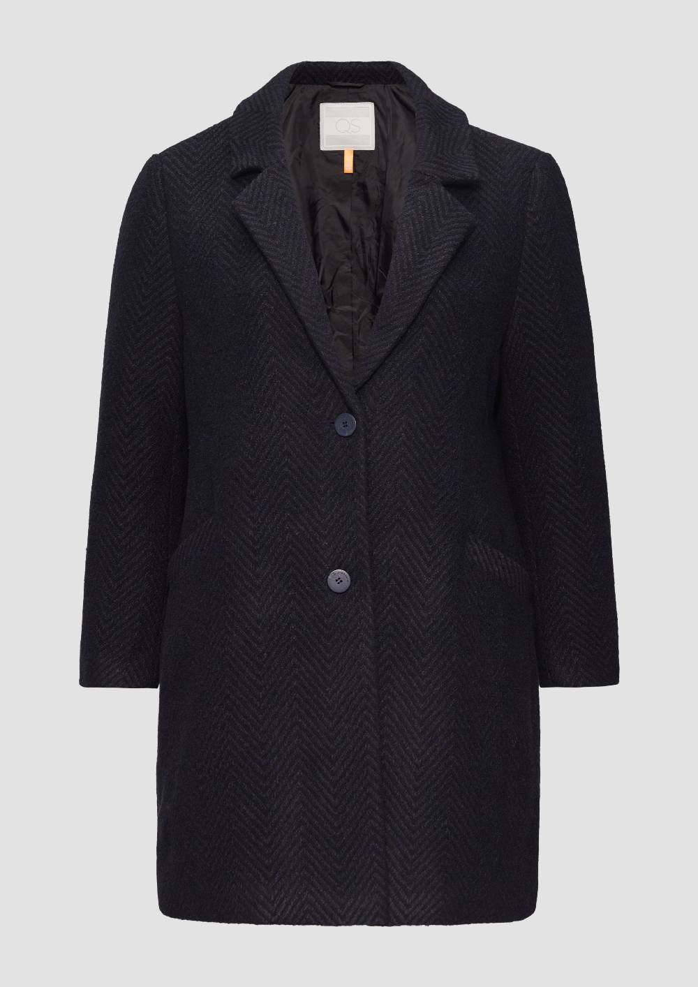 S.Oliver Mantel Mit Reverskragen Und Klassischem Fischgrat-Muster