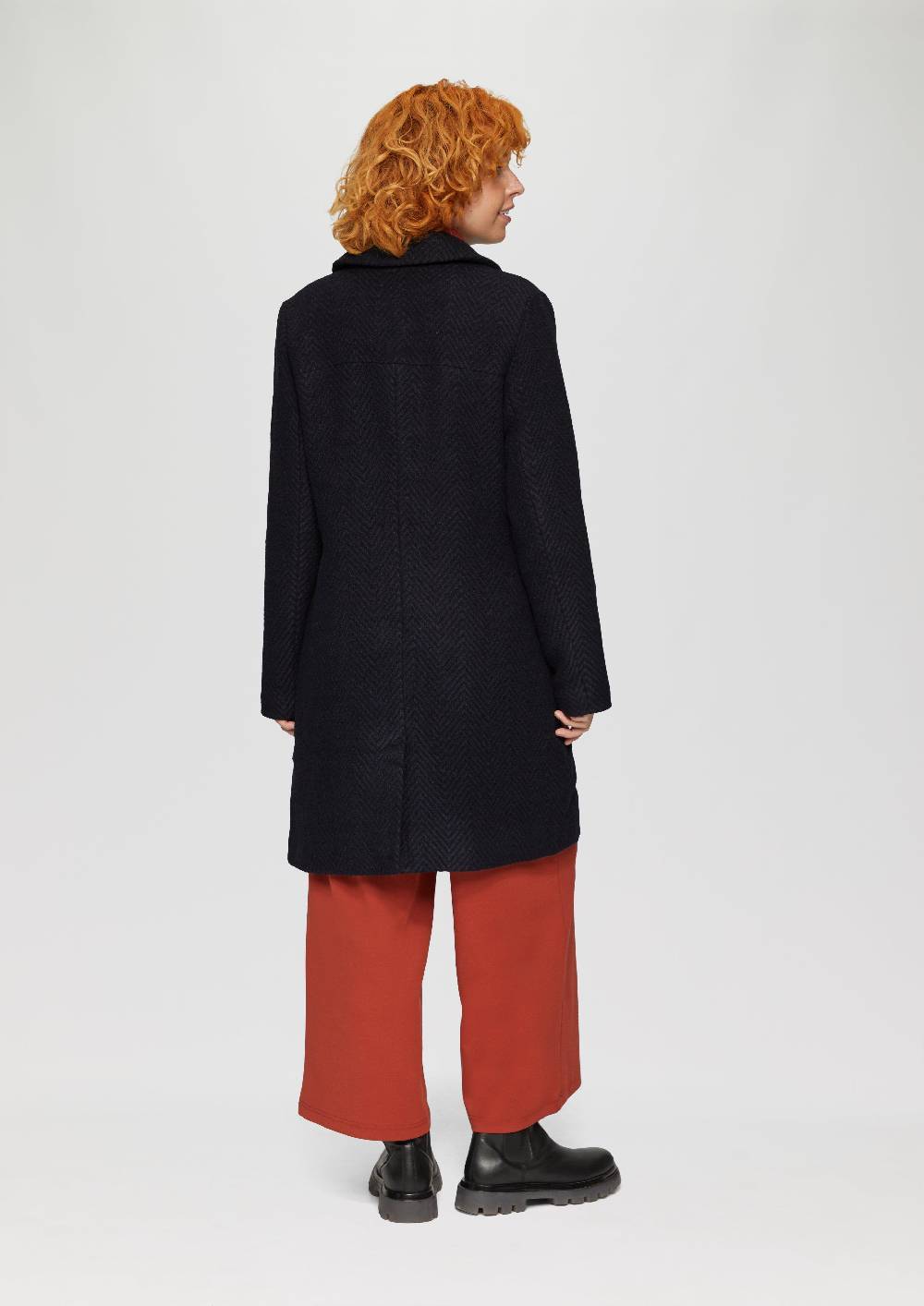 S.Oliver Mantel Mit Reverskragen Und Klassischem Fischgrat-Muster