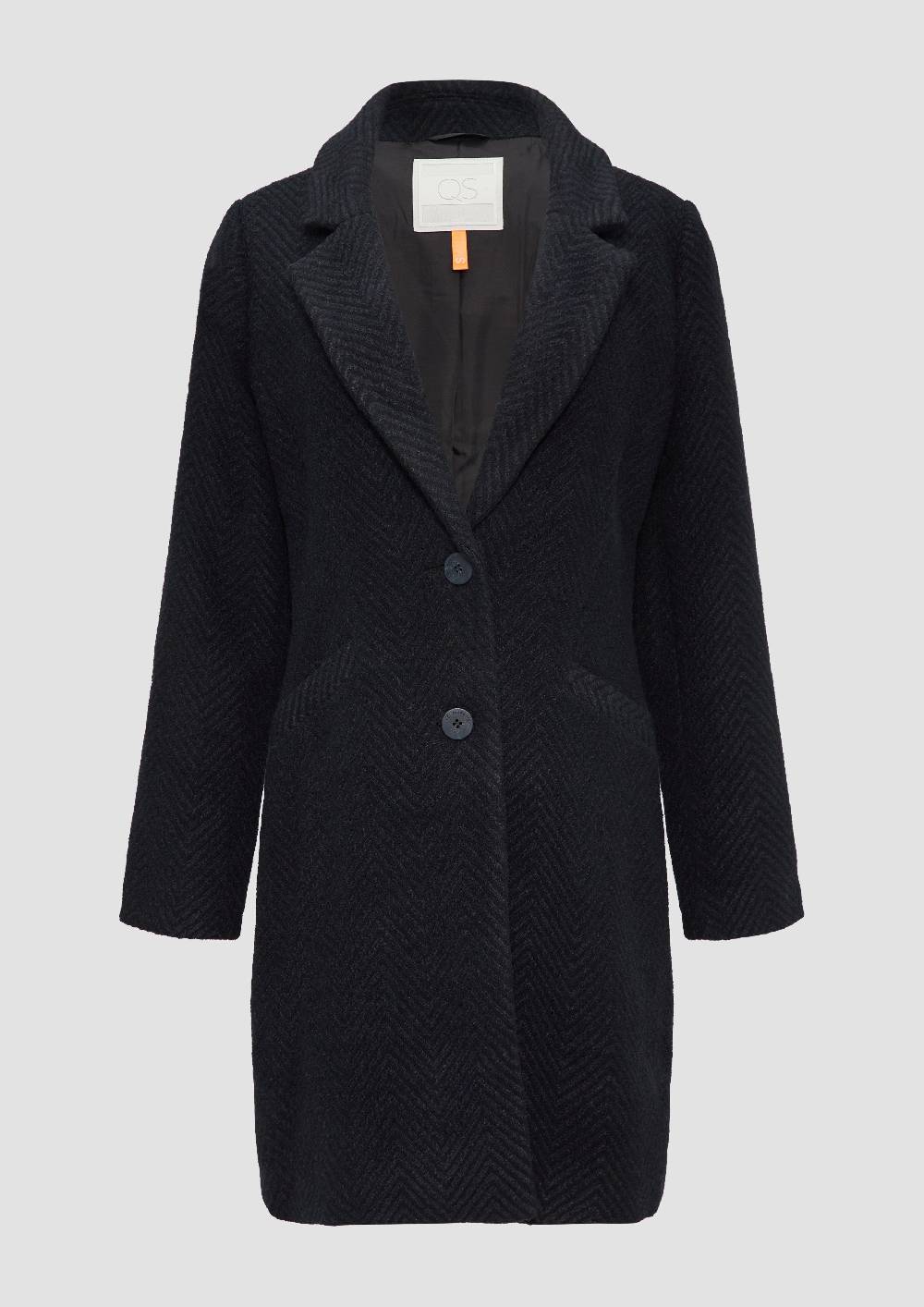 S.Oliver Mantel Mit Reverskragen Und Klassischem Fischgrat-Muster