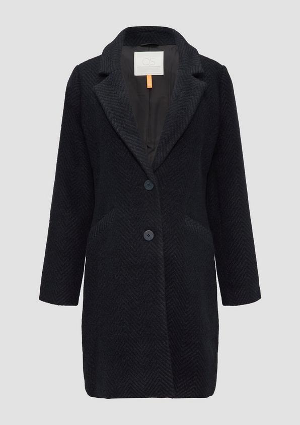 s.Oliver Mantel mit Reverskragen und klassischem Fischgrat-Muster