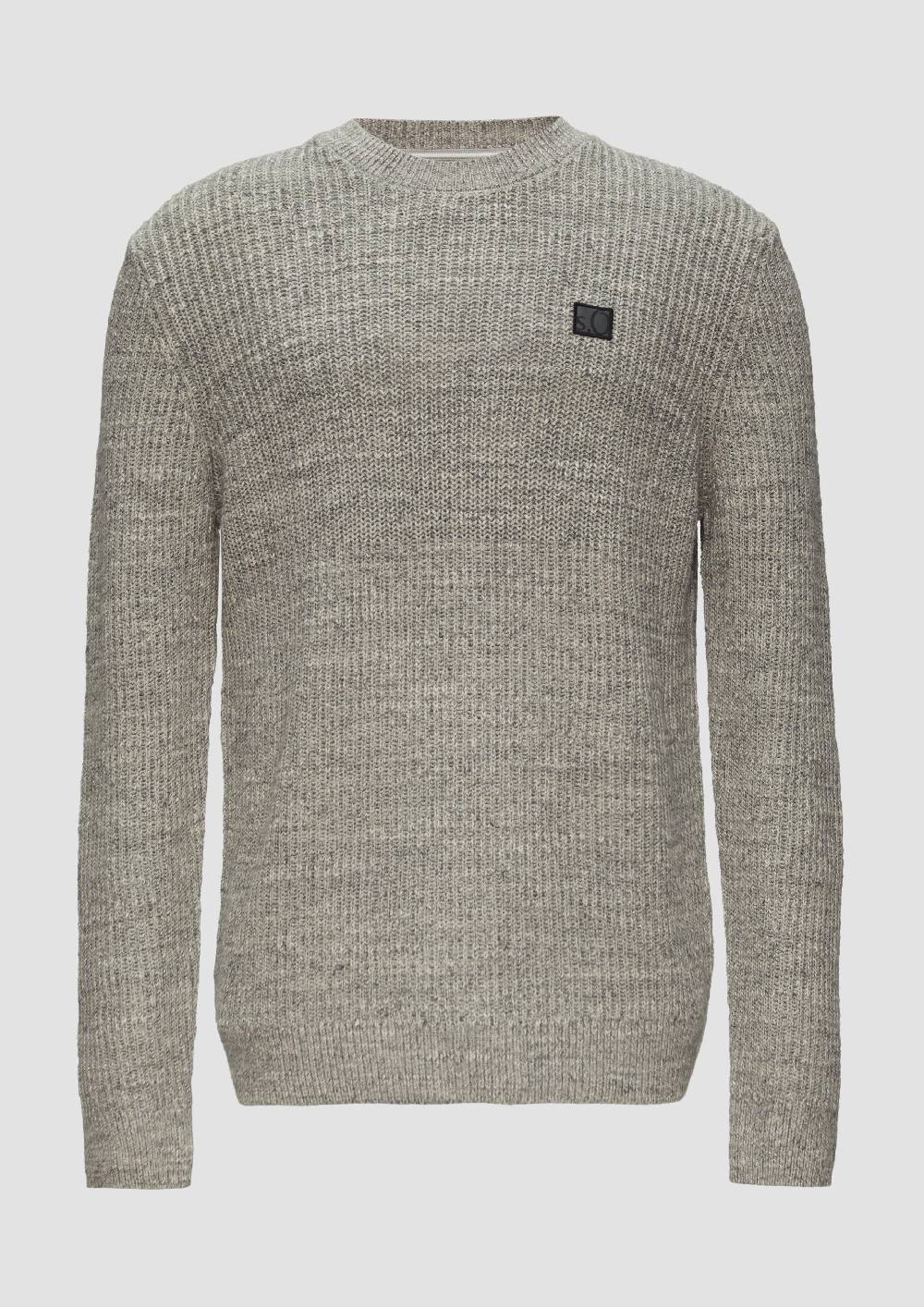 S.Oliver Melierter Pullover Mit Patentmuster Und Crew Neck