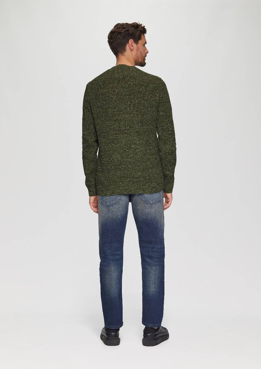 S.Oliver Melierter Pullover Mit Patentmuster Und Crew Neck
