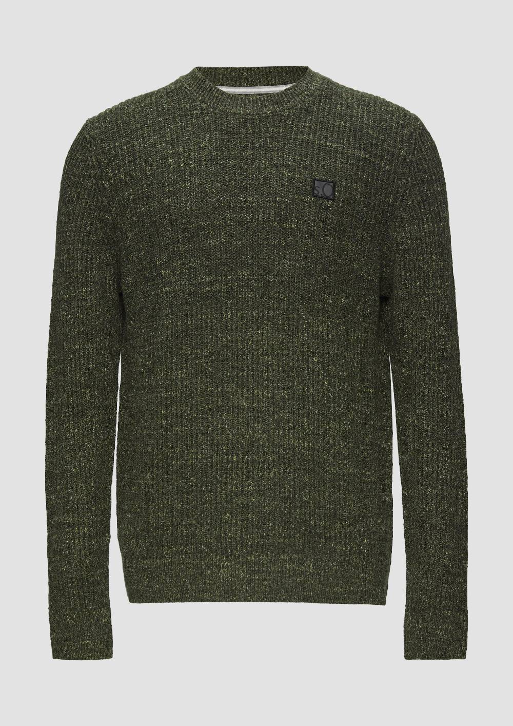 S.Oliver Melierter Pullover Mit Patentmuster Und Crew Neck