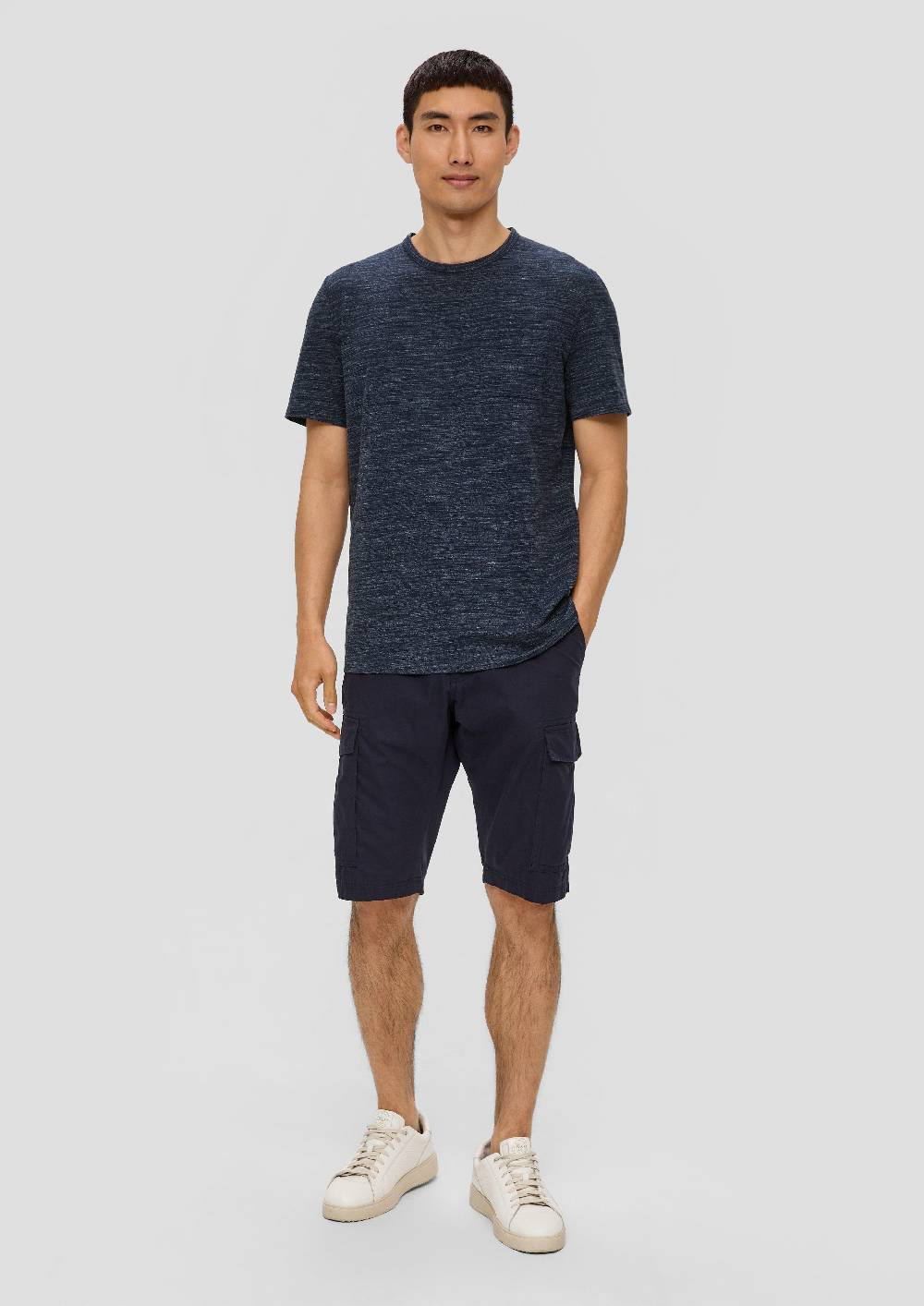 S.Oliver Meliertes Baumwoll-T-Shirt Mit Brustttasche