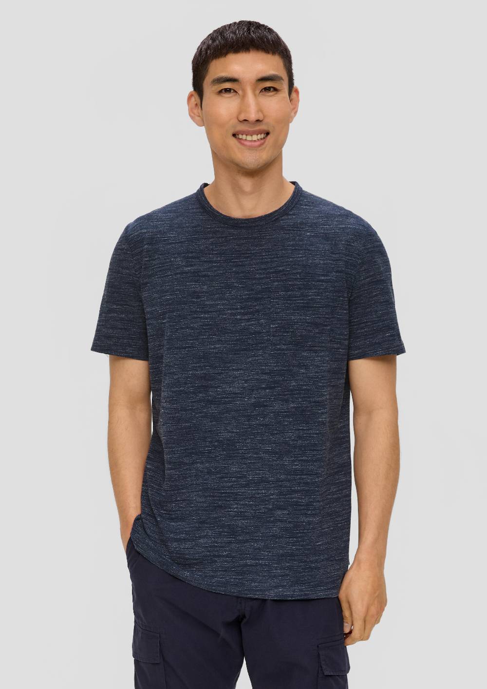 S.Oliver Meliertes Baumwoll-T-Shirt Mit Brustttasche