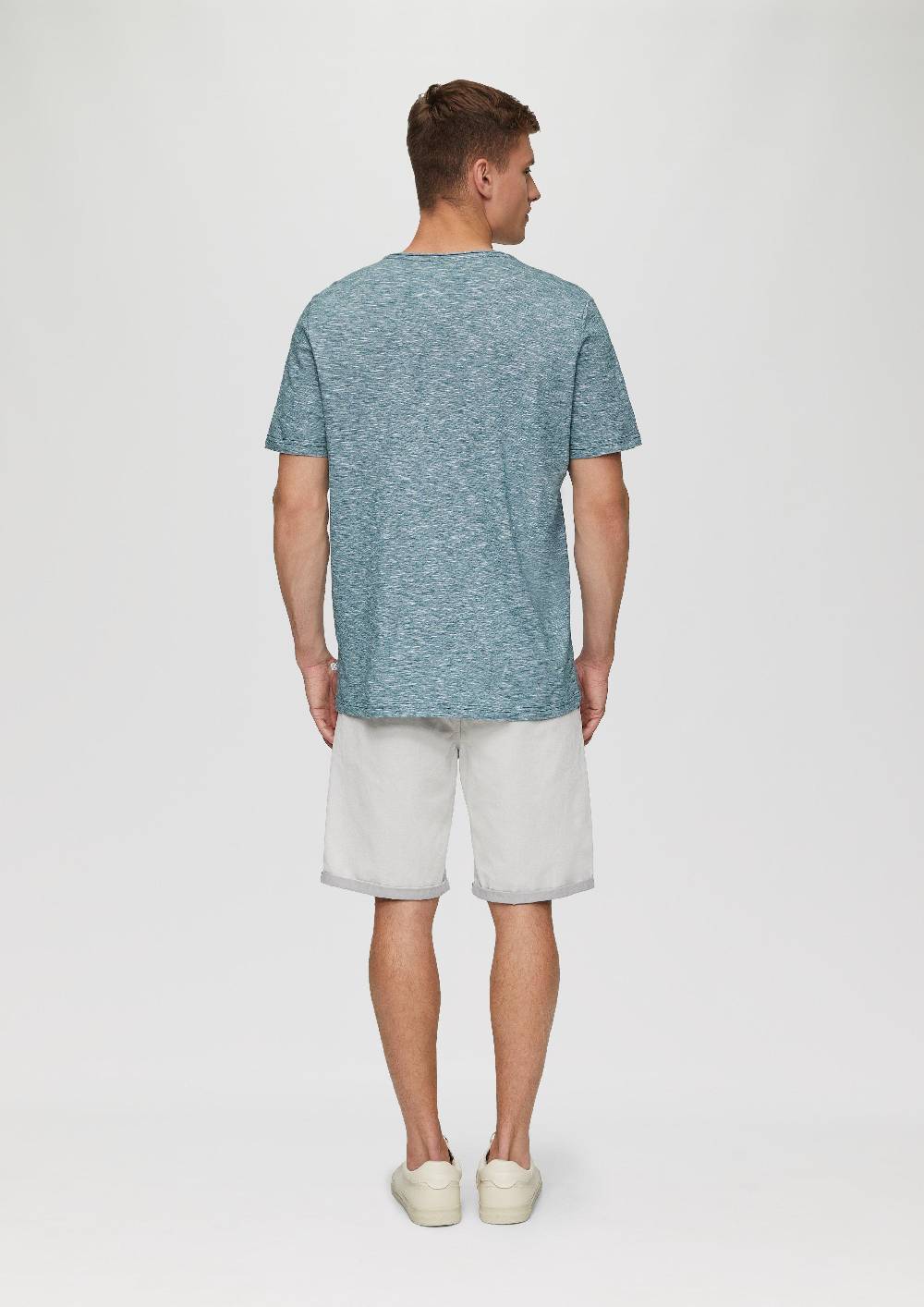 S.Oliver Meliertes T-Shirt Mit V-Ausschnitt Und Logo-Detail