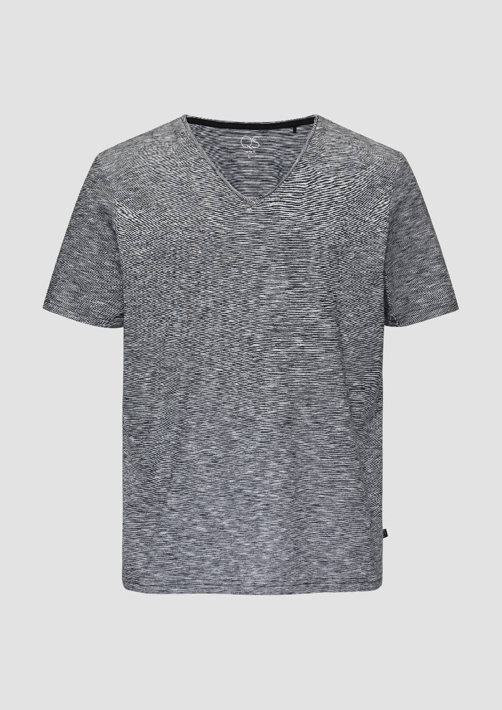 S.Oliver Meliertes T-Shirt Mit V-Ausschnitt Und Logo-Detail