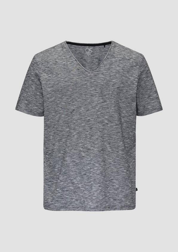 s.Oliver Meliertes T-Shirt mit V-Ausschnitt und Logo-Detail