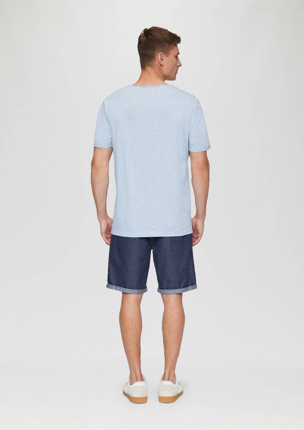 S.Oliver Meliertes T-Shirt Mit V-Ausschnitt Und Logo-Detail
