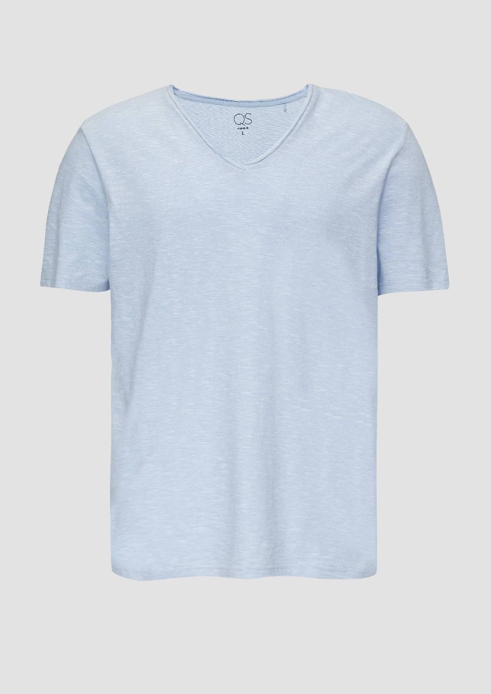 S.Oliver Meliertes T-Shirt Mit V-Ausschnitt Und Logo-Detail