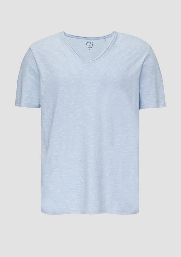 s.Oliver Meliertes T-Shirt mit V-Ausschnitt und Logo-Detail