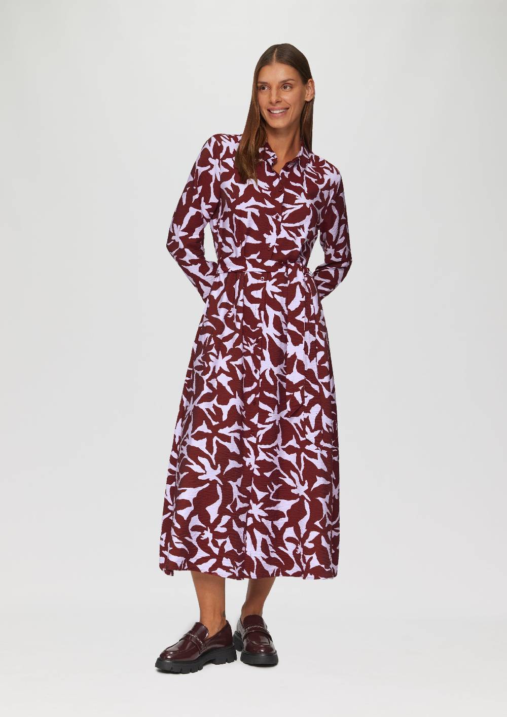 S.Oliver Midi-Kleid Aus Viskose Mit Eingrifftaschen