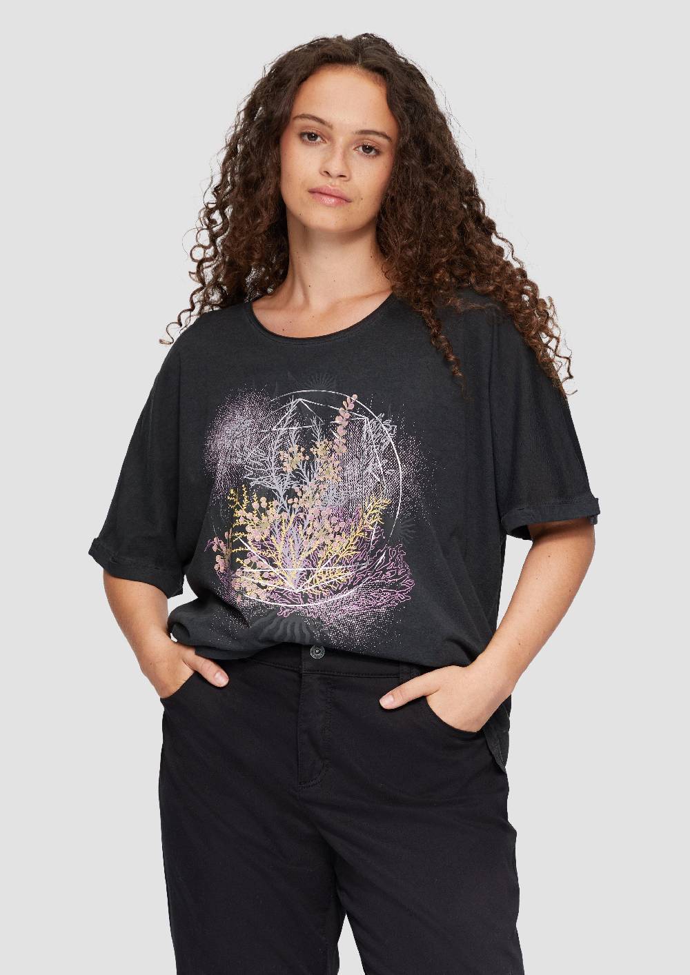 S.Oliver Oversize-Shirt Mit Rundhalsausschnitt Und Frontprint