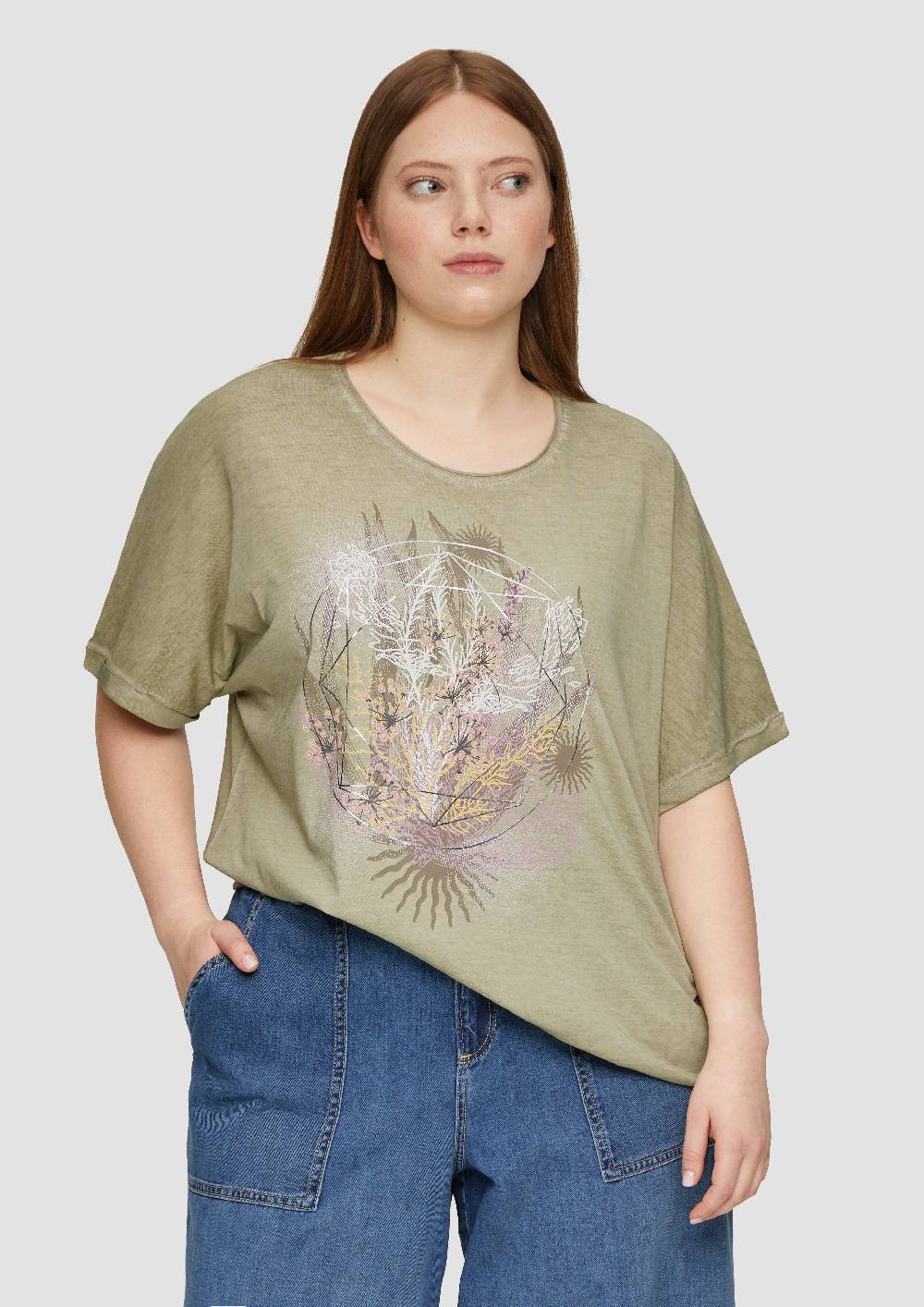 S.Oliver Oversize-Shirt Mit Rundhalsausschnitt Und Frontprint