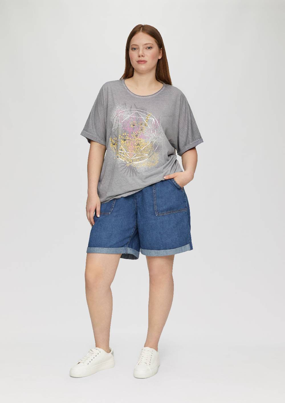 S.Oliver Oversize-Shirt Mit Rundhalsausschnitt Und Frontprint