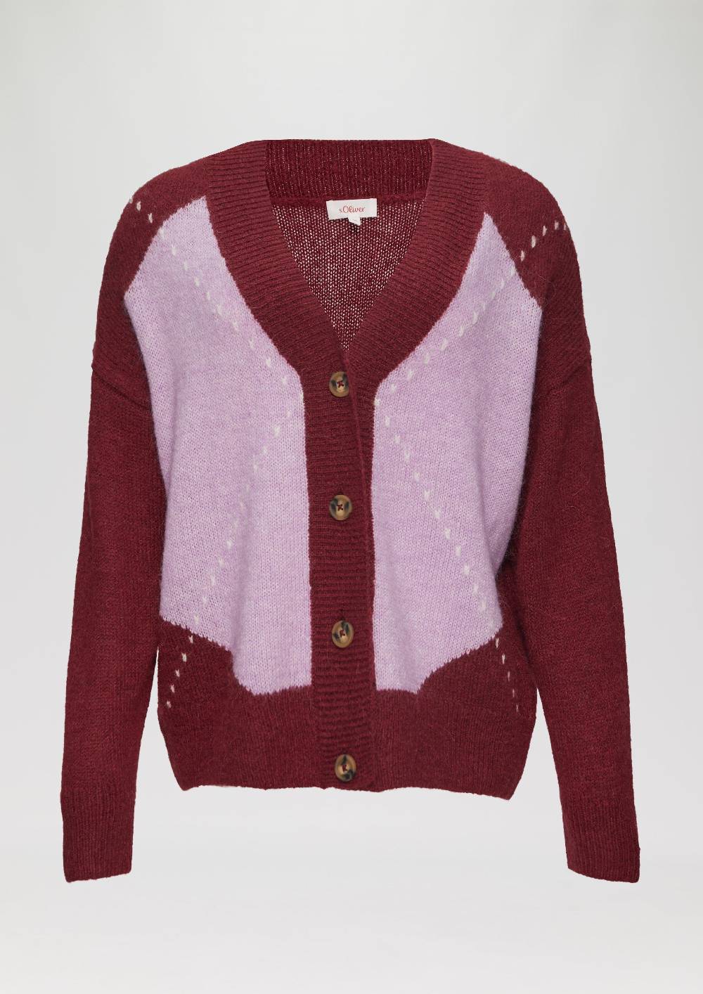 S.Oliver Oversized Wollmix-Strickjacke Mit Argyle-Muster