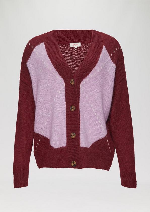 s.Oliver Oversized Wollmix-Strickjacke mit Argyle-Muster