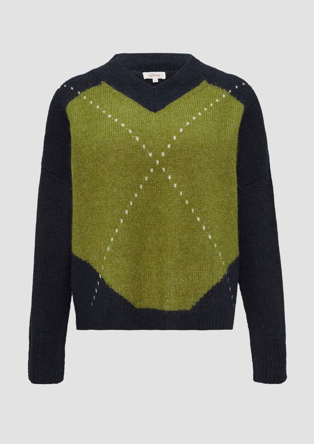 S.Oliver Oversized Wollmix-Strickpullover Mit Argyle-Muster