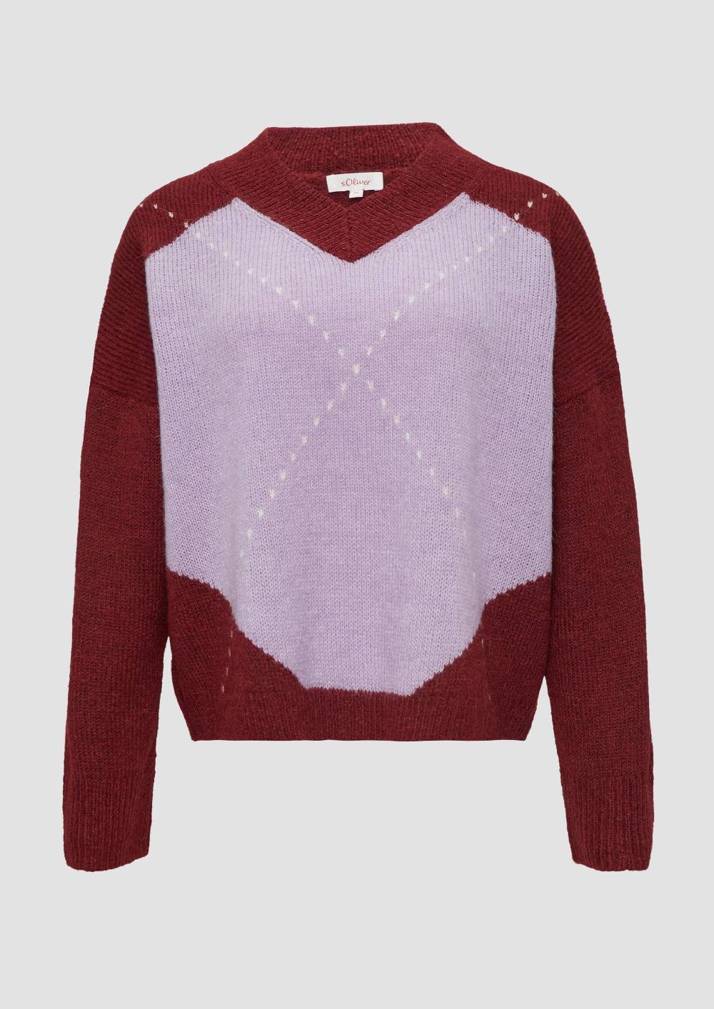 S.Oliver Oversized Wollmix-Strickpullover Mit Argyle-Muster