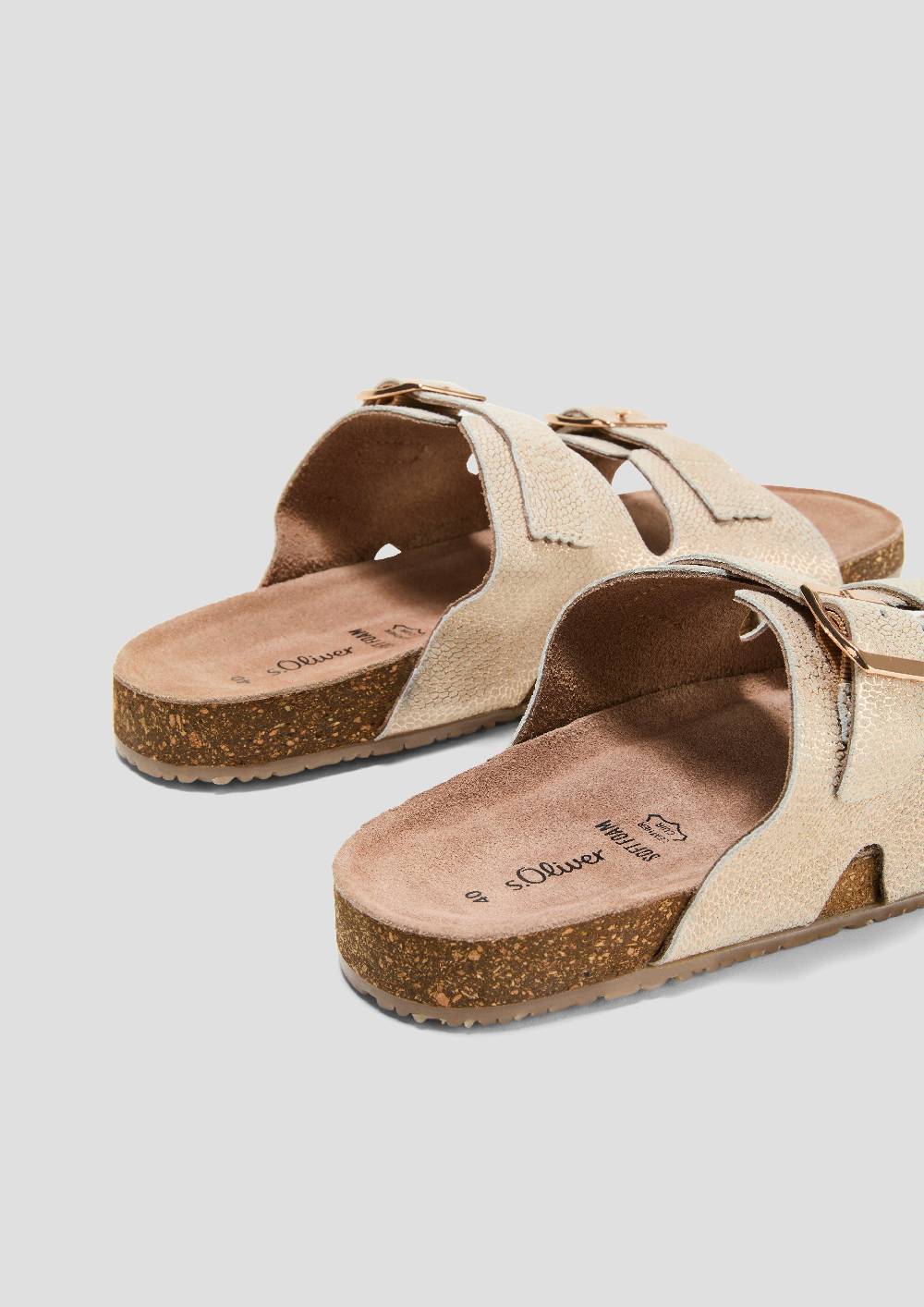 S.Oliver Pantoletten Aus Rindsleder Mit Dornschließe