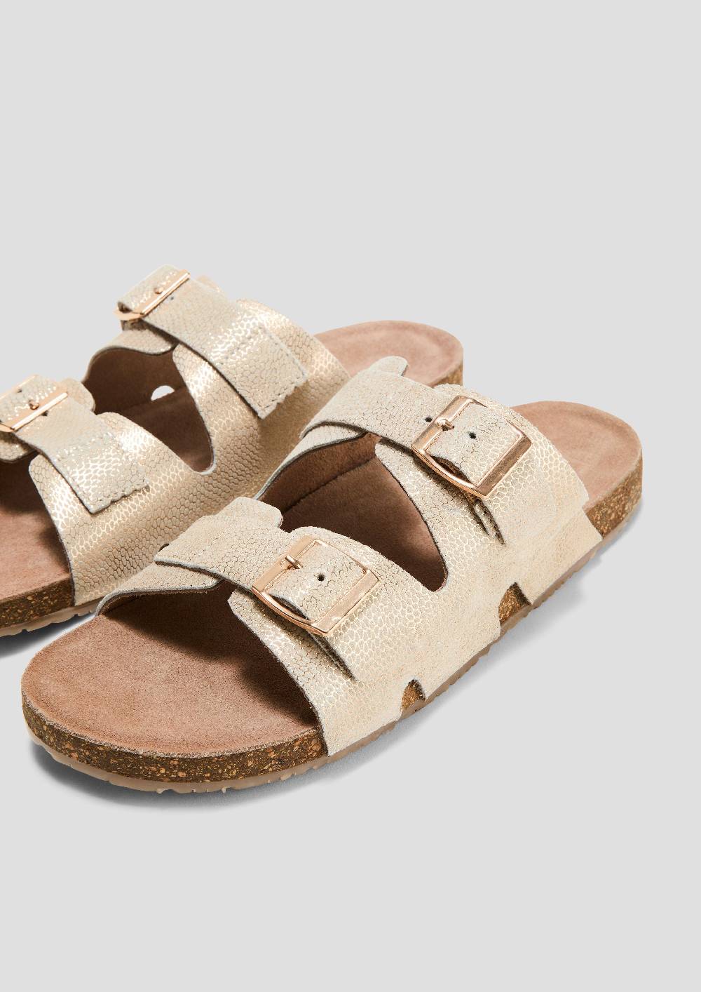 S.Oliver Pantoletten Aus Rindsleder Mit Dornschließe