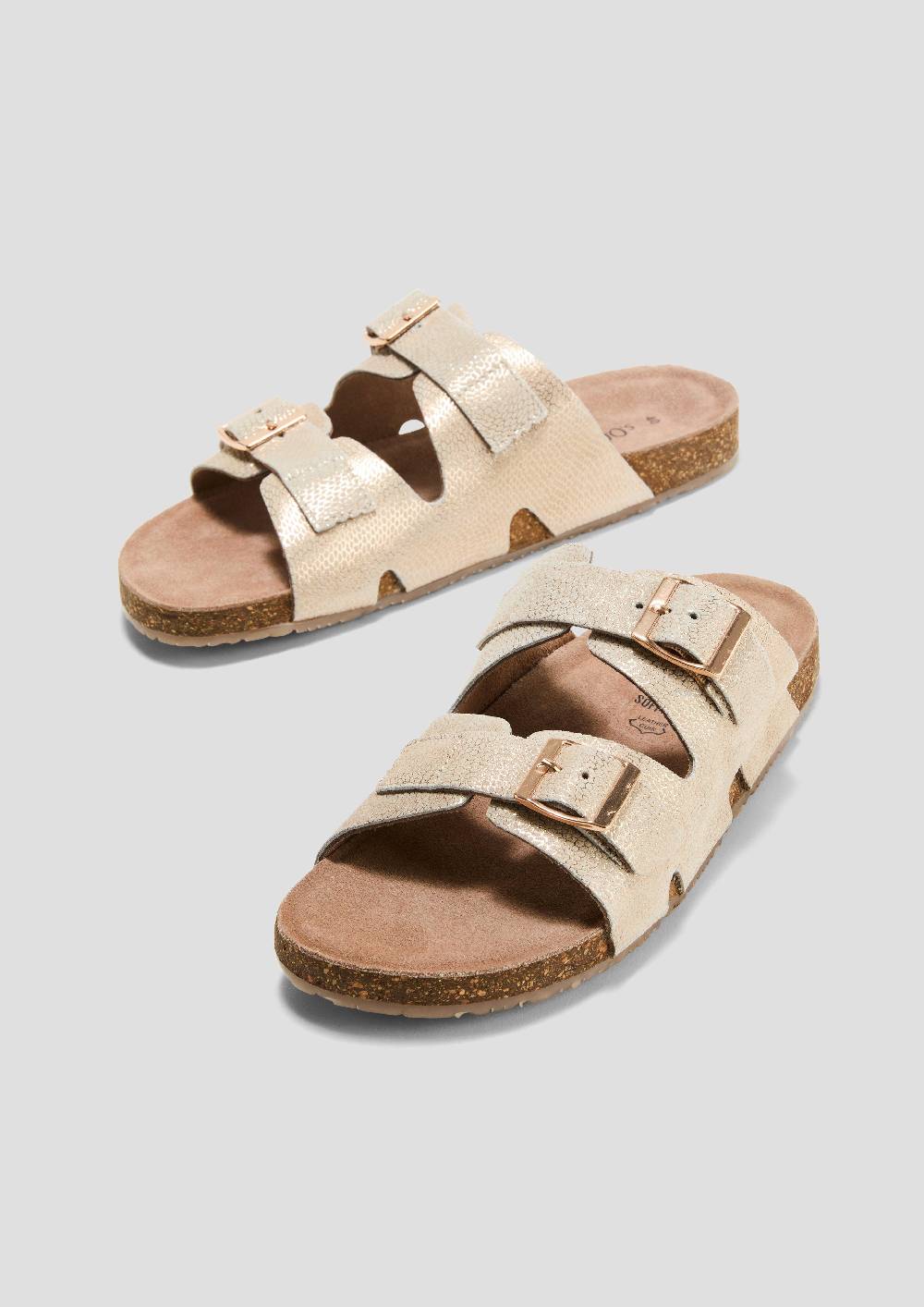 S.Oliver Pantoletten Aus Rindsleder Mit Dornschließe