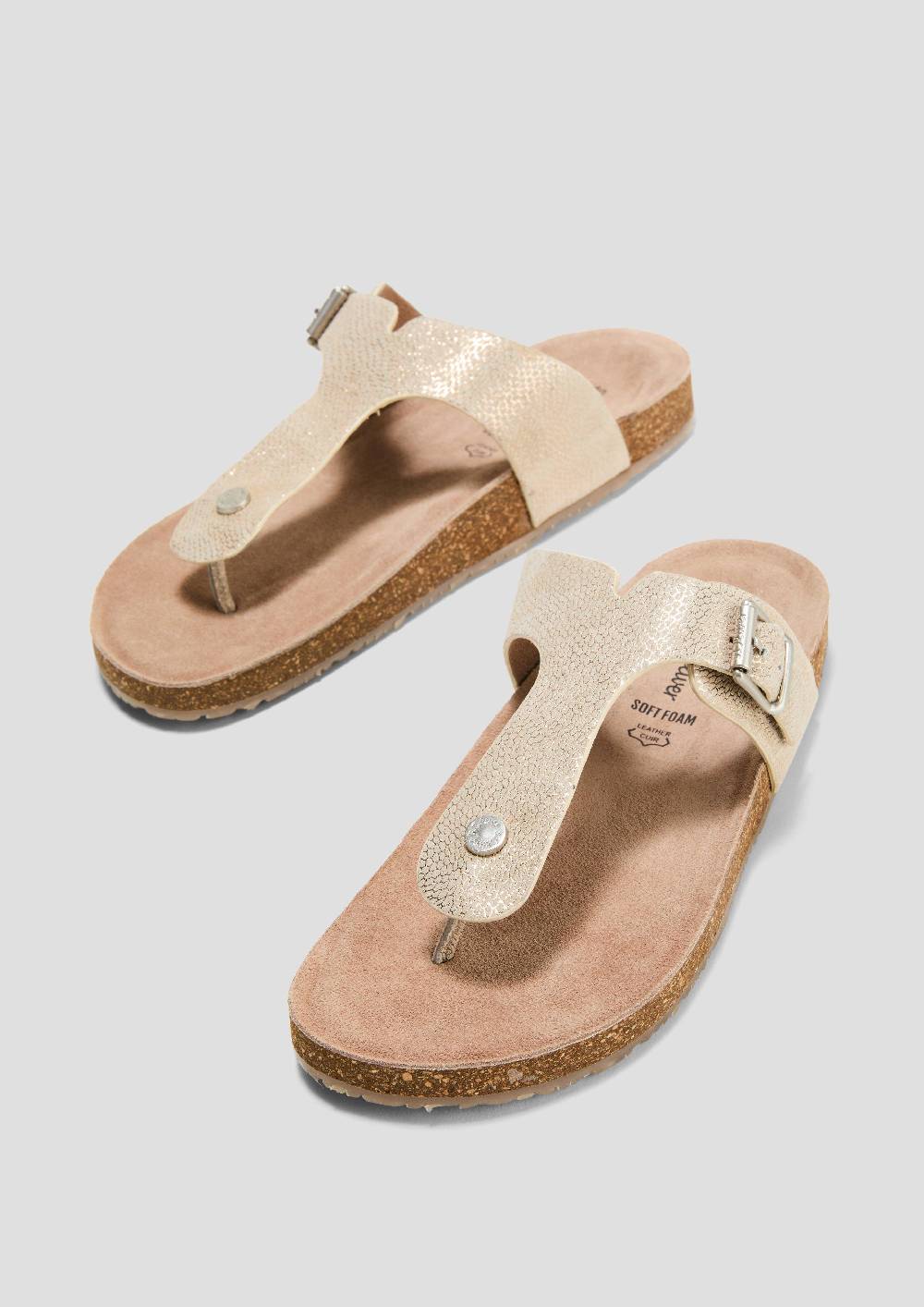 S.Oliver Pantoletten Aus Rindsleder Mit Dornschließe