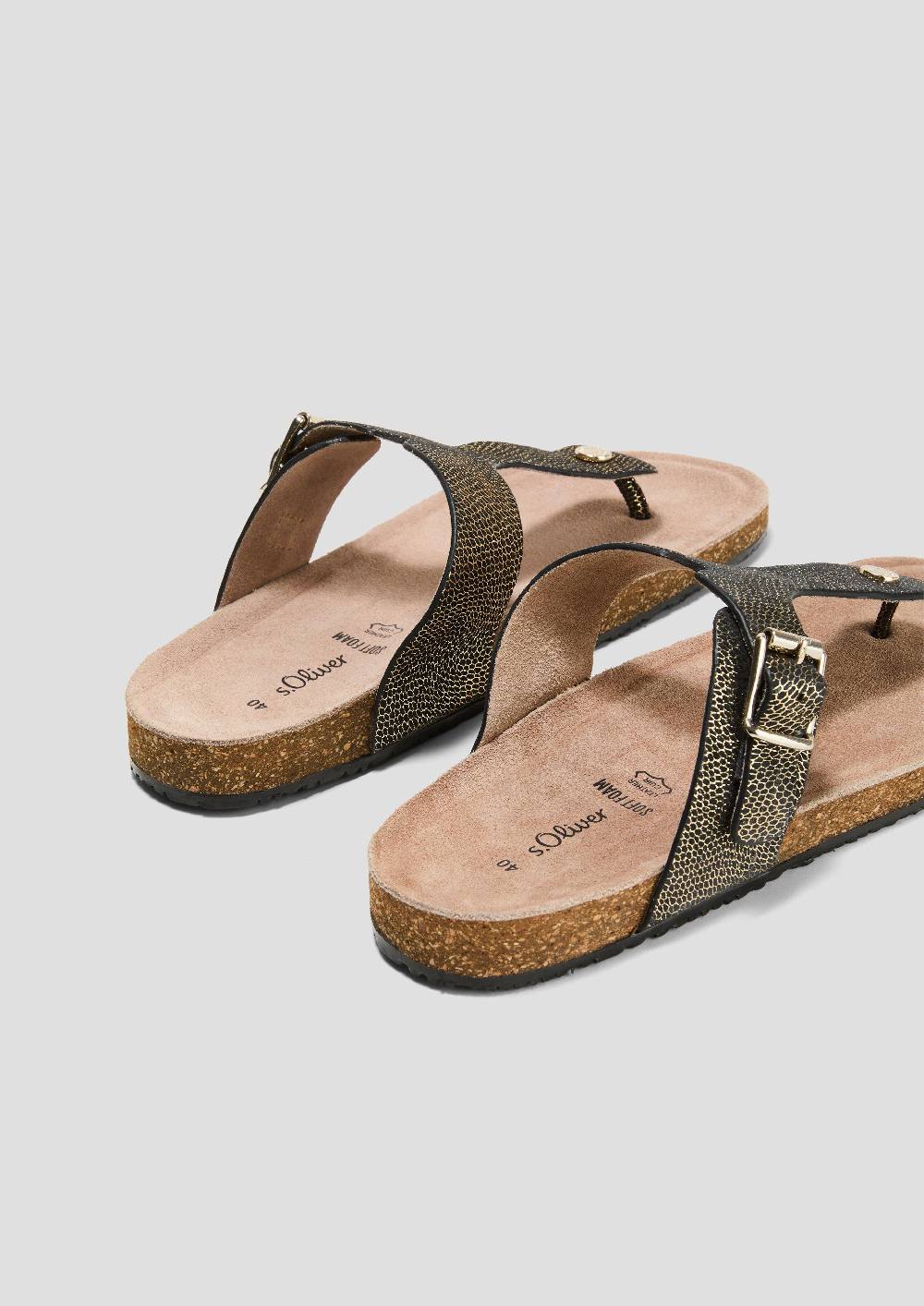 S.Oliver Pantoletten Aus Rindsleder Mit Dornschließe