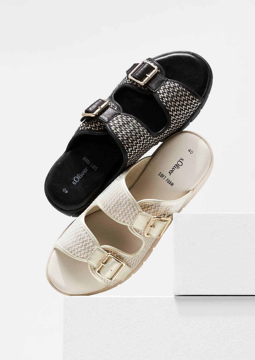 S.Oliver Pantoletten Mit Plateau-Sohle Und Dornschließen