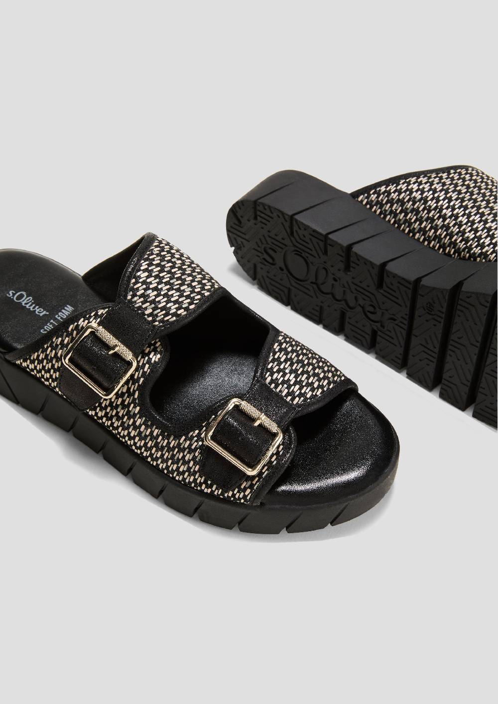 S.Oliver Pantoletten Mit Plateau-Sohle Und Dornschließen