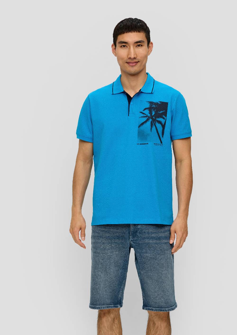 S.Oliver Poloshirt Aus Baumwolle Mit Frontprint Und Kontrast-Detail
