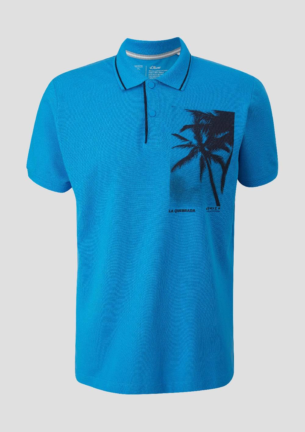 S.Oliver Poloshirt Aus Baumwolle Mit Frontprint Und Kontrast-Detail