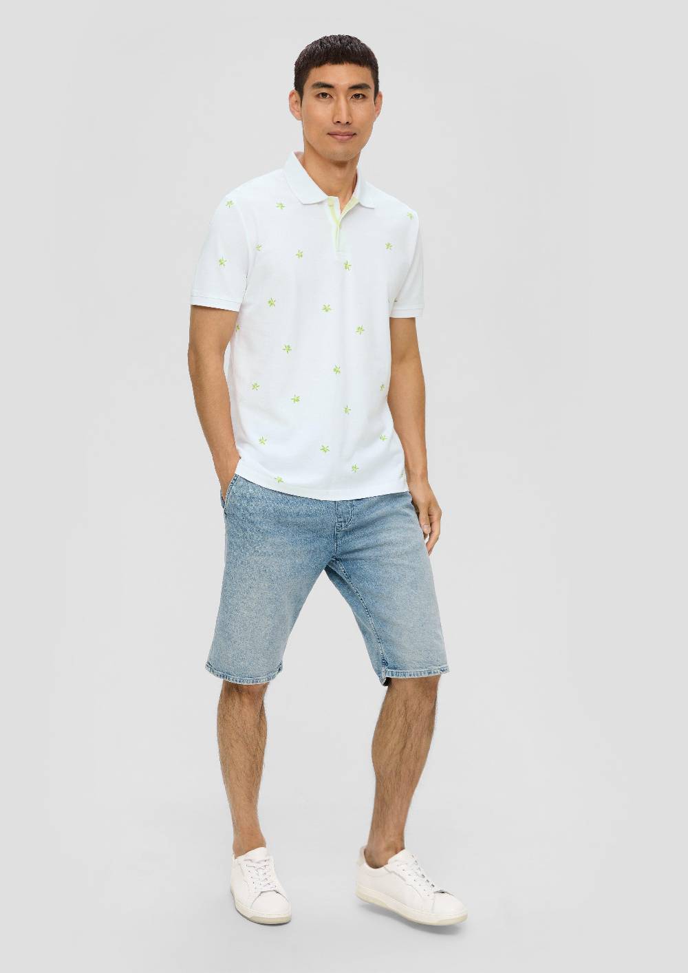 S.Oliver Poloshirt Mit All-over-Print Und Kontrast-Details