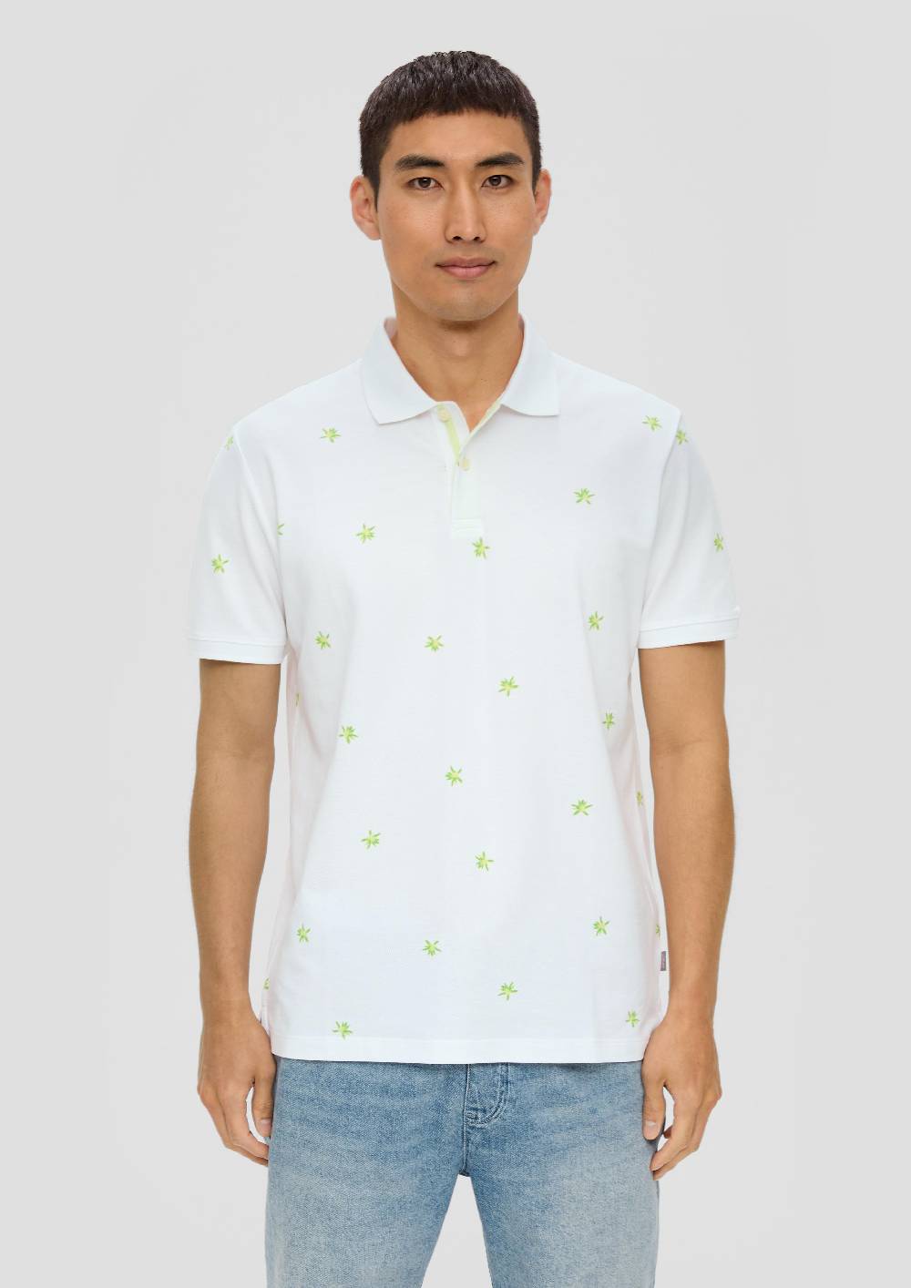 S.Oliver Poloshirt Mit All-over-Print Und Kontrast-Details