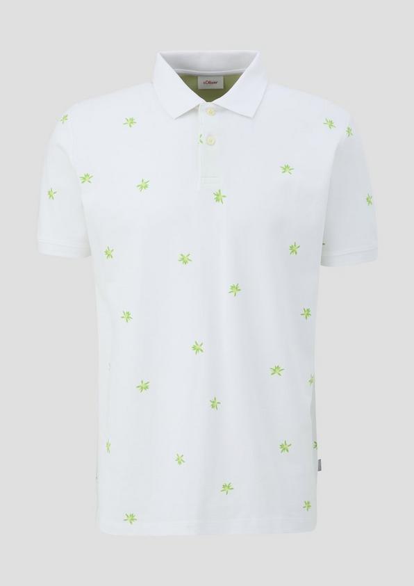 s.Oliver Poloshirt mit All-over-Print und Kontrast-Details