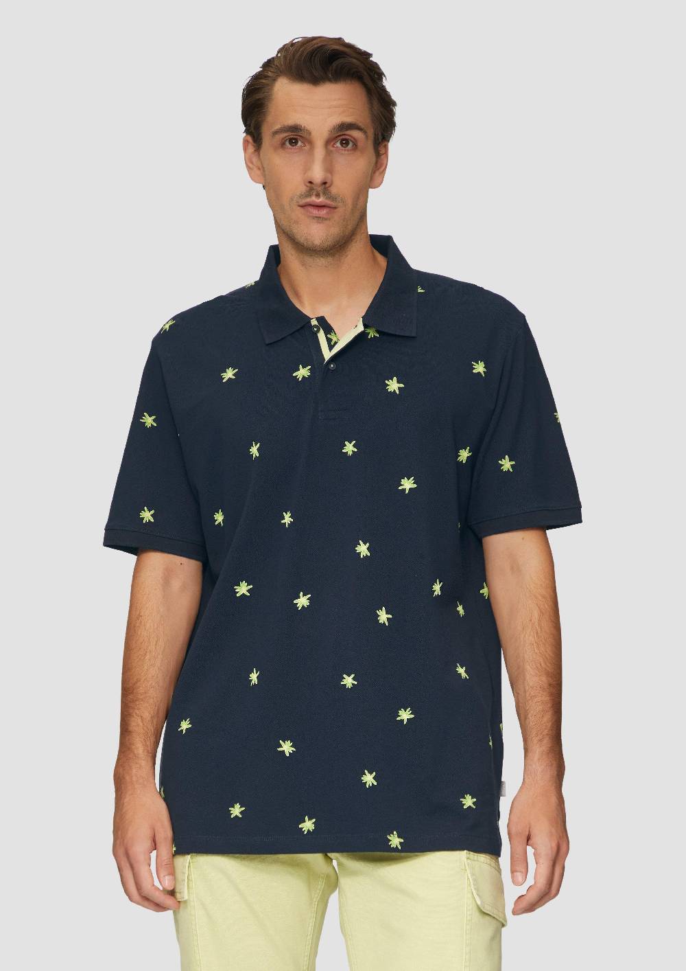 S.Oliver Poloshirt Mit All-over-Print Und Kontrast-Details