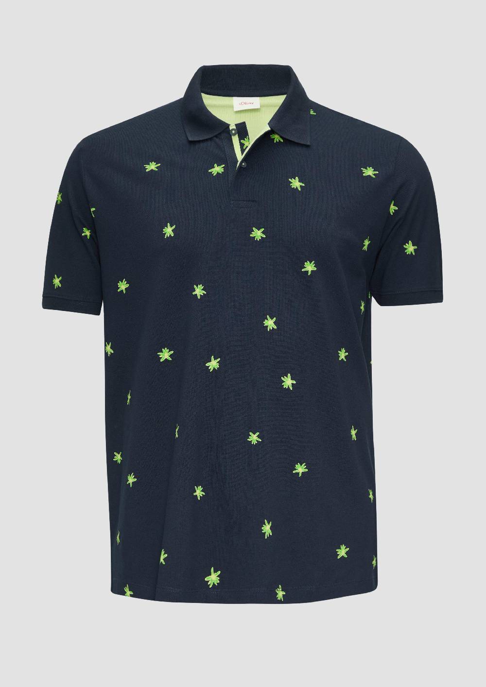 S.Oliver Poloshirt Mit All-over-Print Und Kontrast-Details