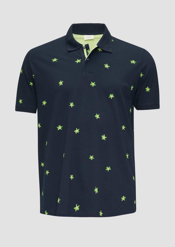s.Oliver Poloshirt mit All-over-Print und Kontrast-Details