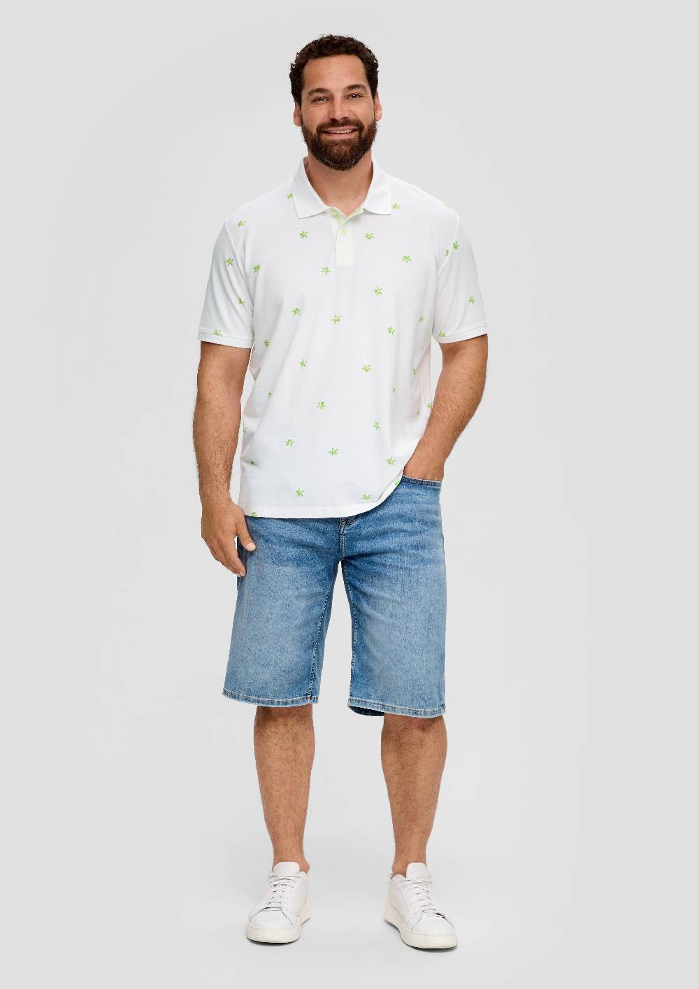 S.Oliver Poloshirt Mit All-over-Print Und Kontrast-Details